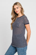 Striped Navy Tee-CLEARANCE NO RETURN