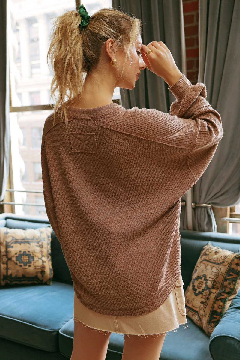 Relaxed Rib Knit Henley
