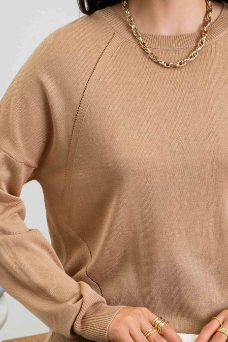 Solid Back Buttoned Pullover Sweater