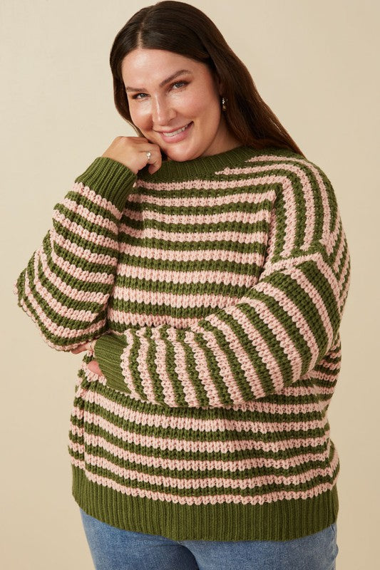 Hailey Striped Drop Shoulder Sweater