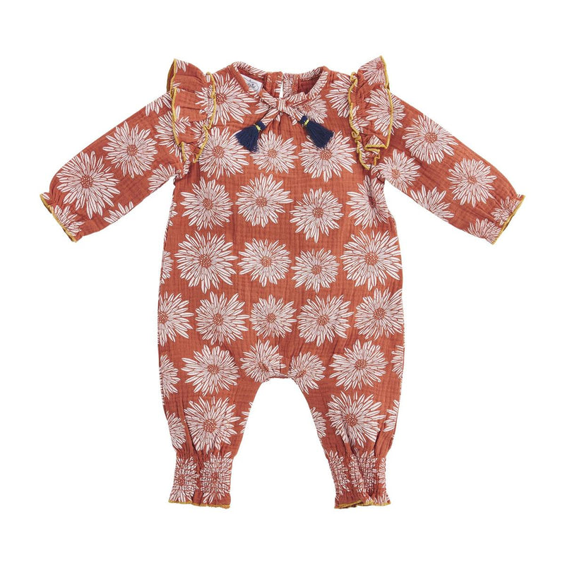 Rust Floral Ruffle One Piece