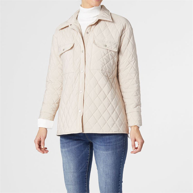 IVY Snap Front Quilted Jacket - Cement